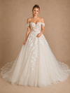 ChicSew Classy Off The Shoulder Sleeveless Lace Tulle A-Line Maxi Wedding Dress With Boning