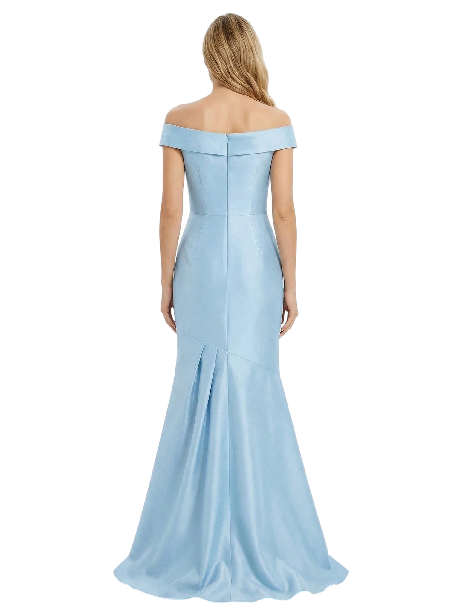 Simple V-Neck Off Shoulder Ruching Mermaid Satin Mother of the Groom Evening Dress