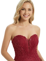 Sexy Strapless Sweetheart Lace Mermaid Formal Evening Prom Dress