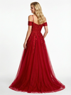 Elegant Cold Shoulder Lace A-line Tulle Prom Dress with Applique
