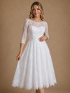 ChicSew Elegant Bateau 3/4 Sleeves Lace A-Line Tea-Length Wedding Dresses