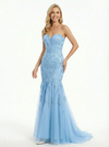 Sexy Strapless Sweetheart Lace Mermaid Formal Prom Dress for Evening