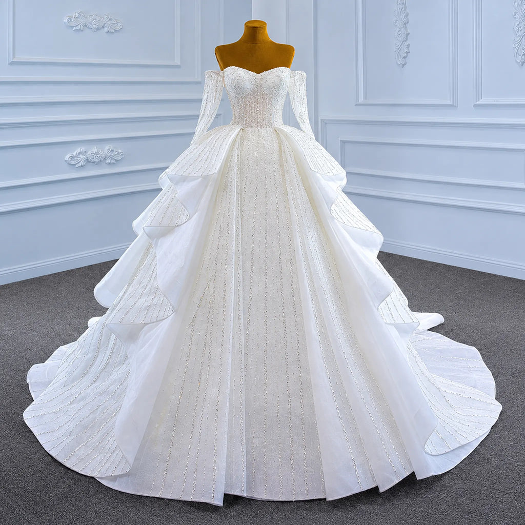 ChicSew Luxurious Off Shoulder Ball Gown Wedding Dress With Sequin