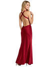 Chic High Neck Halter Prom Dress A-Line Satin Maxi Gown