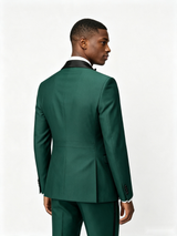 Color Blocking 2 Piece Green Men's Suit with Regular Fit and Sophisticated Peak Lapel