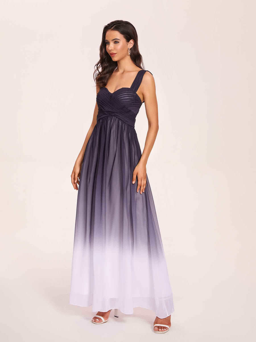 Chic A-line Chiffon Long Ombre Bridesmaid Dresses Online