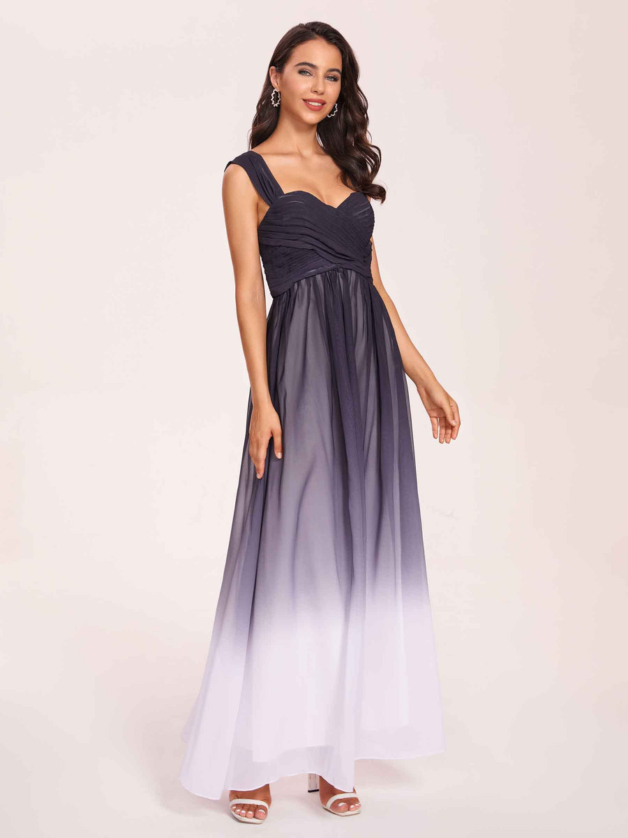 Chic A-line Chiffon Long Ombre Bridesmaid Dresses Online
