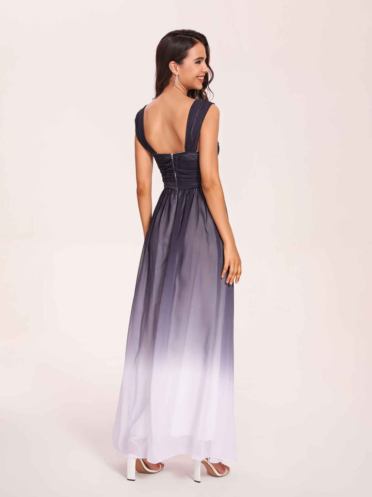 Chic A-line Chiffon Long Ombre Bridesmaid Dresses Online