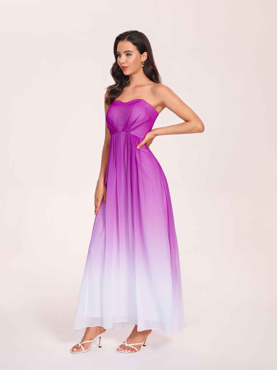Sweetheart A-line Long Ombre Chiffon Bridesmaid Dresses Online