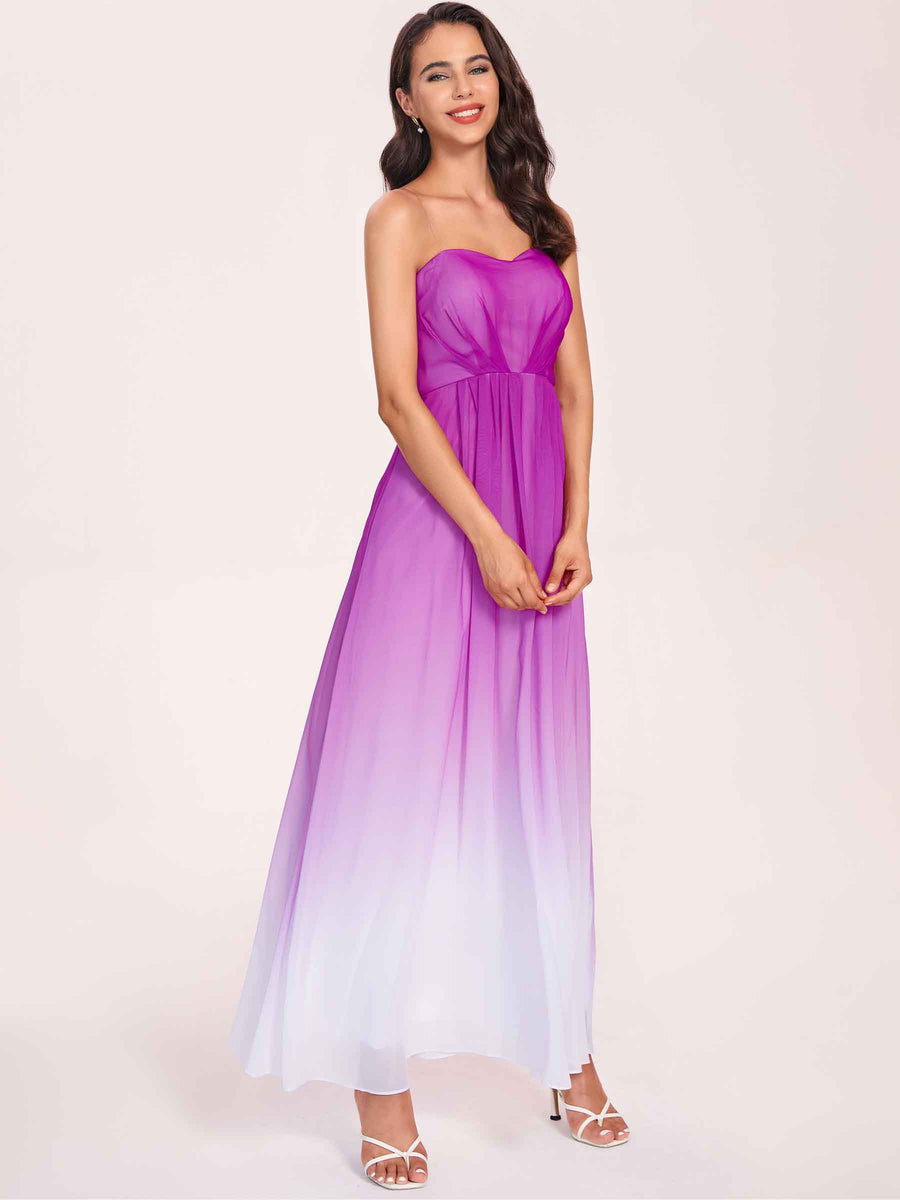 Sweetheart A-line Long Ombre Chiffon Bridesmaid Dresses Online