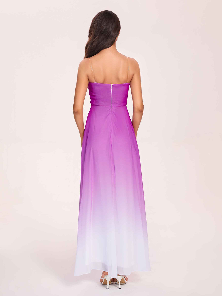 Sweetheart A-line Long Ombre Chiffon Bridesmaid Dresses Online