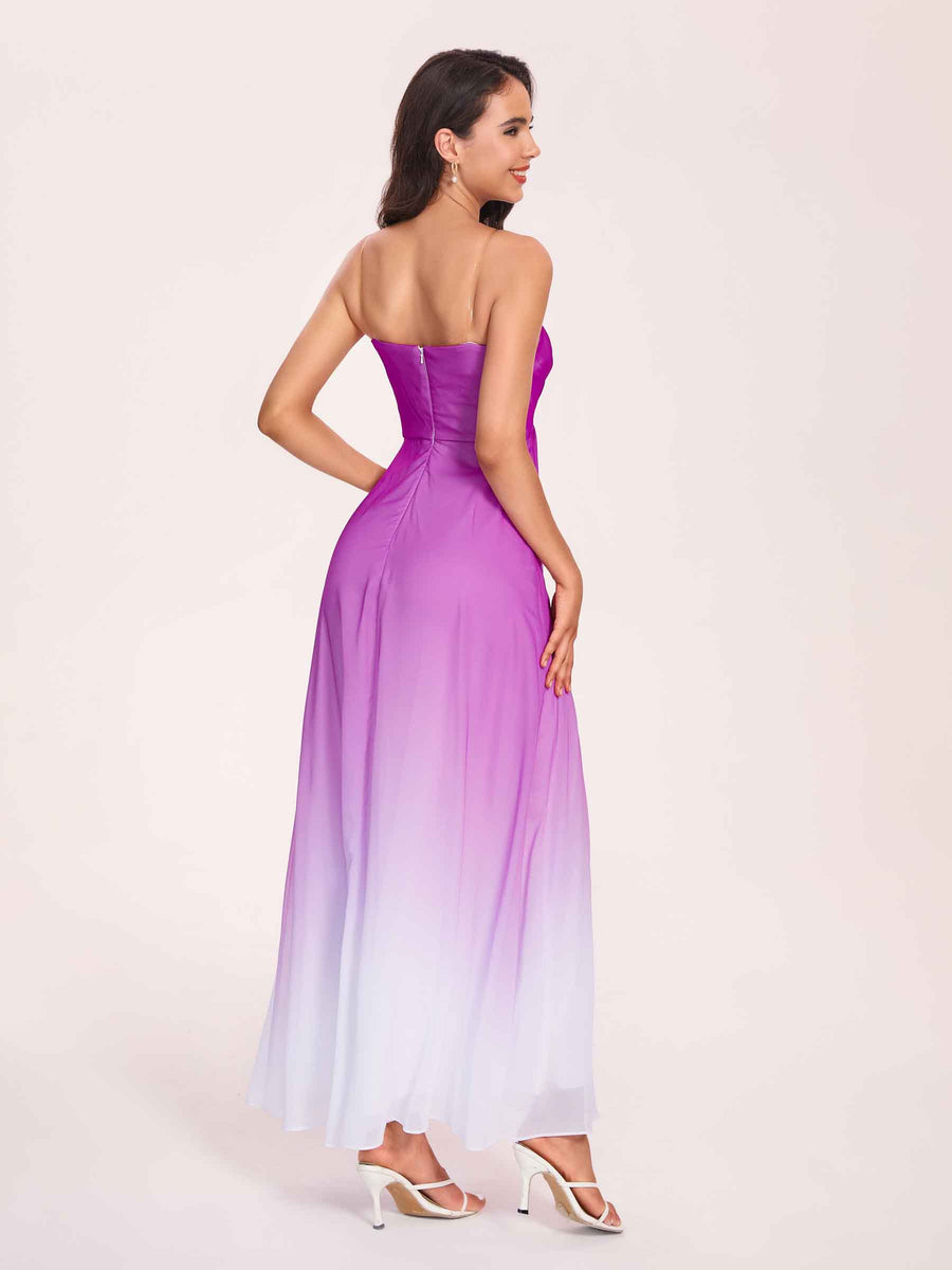 Sweetheart A-line Long Ombre Chiffon Bridesmaid Dresses Online