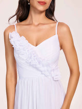 Spaghetti Straps Floral A-line Ombre Chiffon Long Bridesmaid Dresses Online