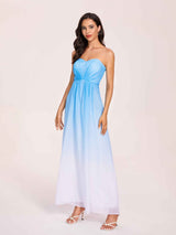 Elegant A-line Ombre Chiffon Maxi Long Bridesmaid Dresses Online