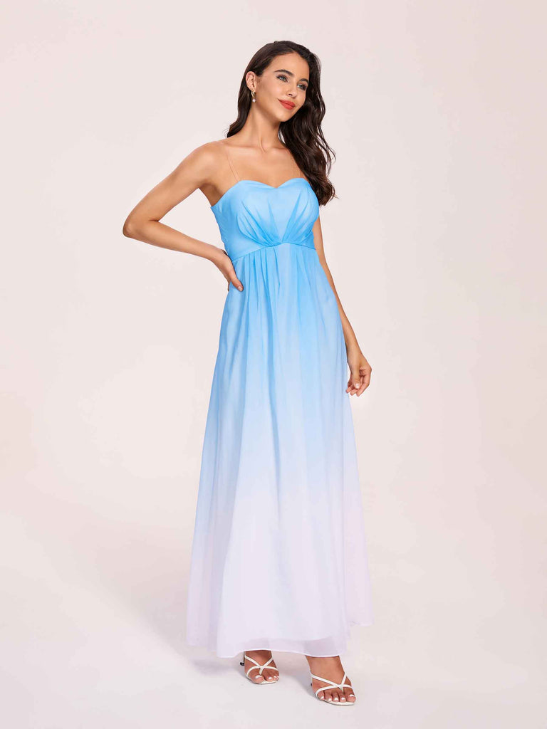 Elegant A-line Ombre Chiffon Maxi Long Bridesmaid Dresses Online
