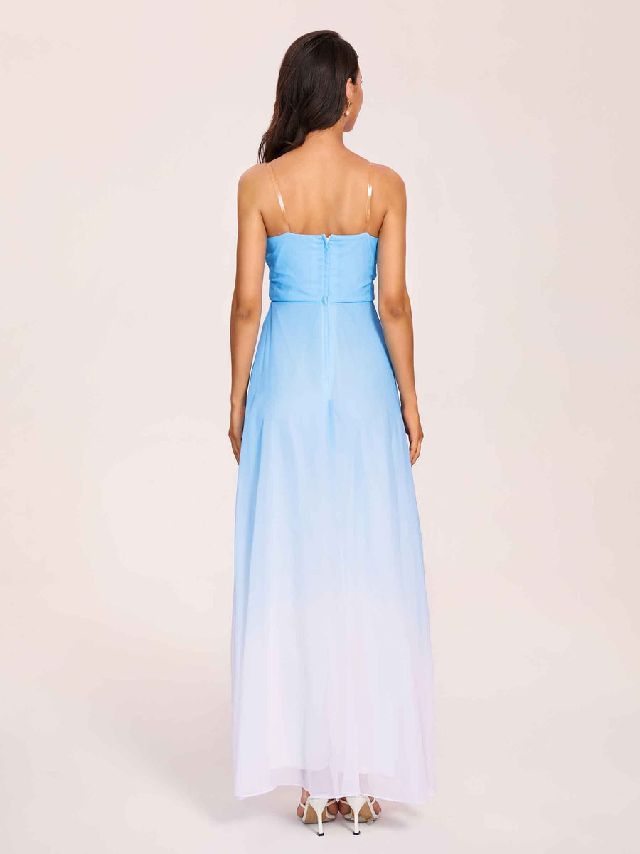 Elegant A-line Ombre Chiffon Maxi Long Bridesmaid Dresses Online