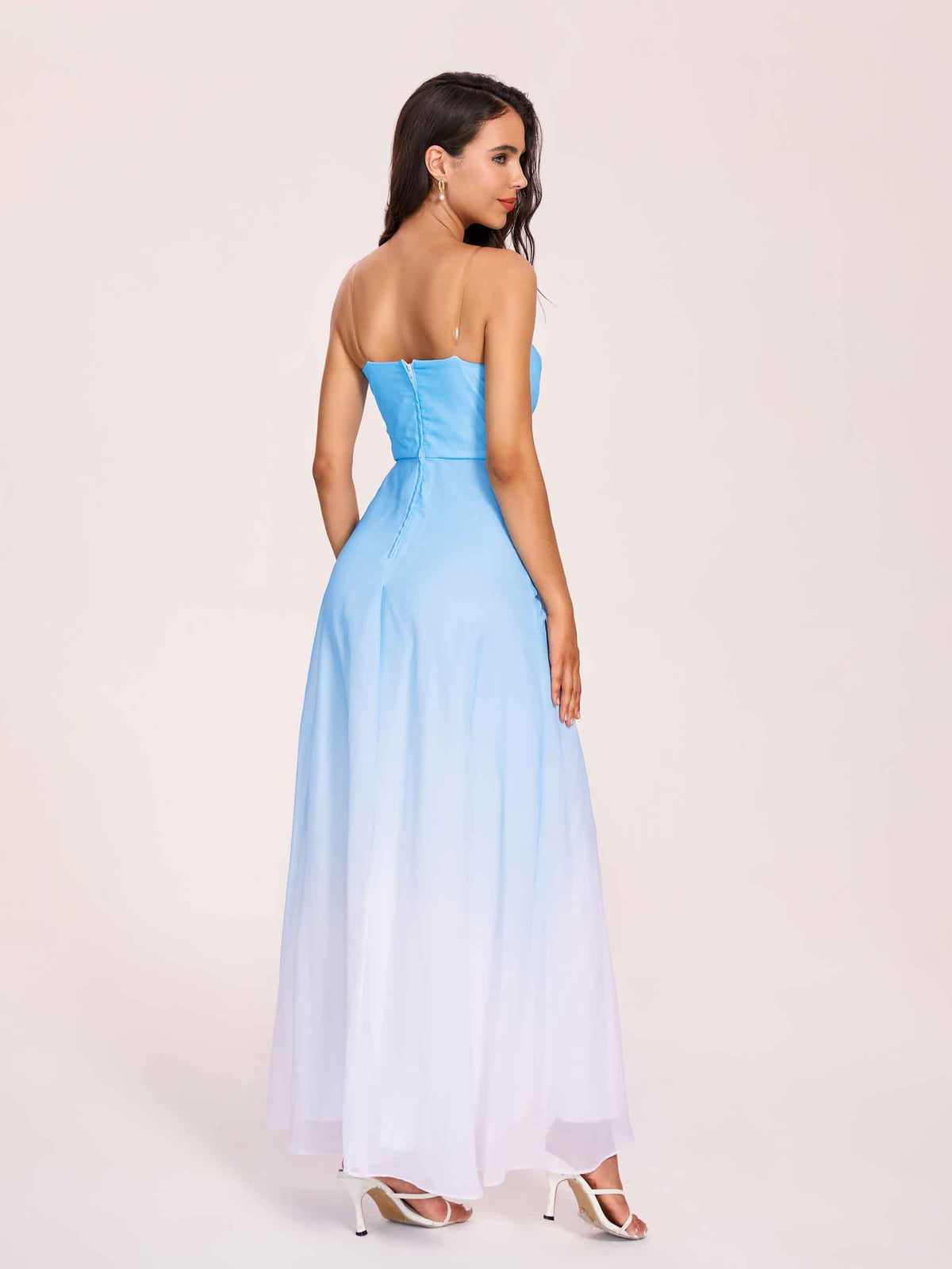 Elegant A-line Ombre Chiffon Maxi Long Bridesmaid Dresses Online