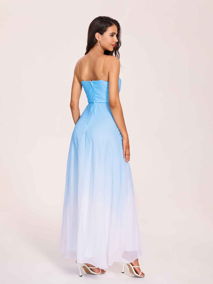 Elegant A-line Ombre Chiffon Maxi Long Bridesmaid Dresses Online