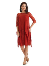 Elegant A-line Chiffon Half Sleeves Knee-Length Short Mother of The Bride Dresses