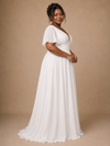 ChicSew Elegant V-Neck Chiffon Flutter Sleeves A-Line Floor-Length Wedding Dress