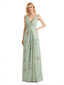 Beautiful V-Neck Mermaid Floral Satin Maxi Floral Formal Dresses For Women