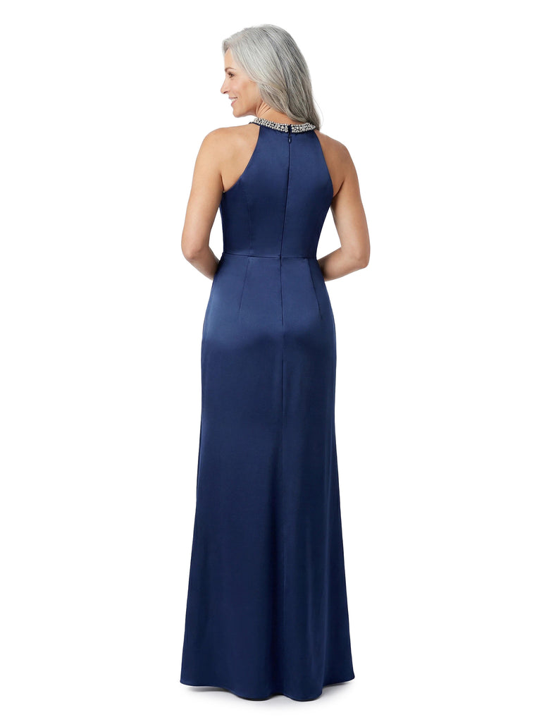 ChicSew Soft Satin Halter Mermaid Side Slit Floor Length Mother Of The Bride Gown