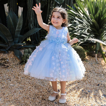 Flower Girls Dress Cute Rainbow Flowers A-line Princess Gown for Wedding Kids Tutu Dress