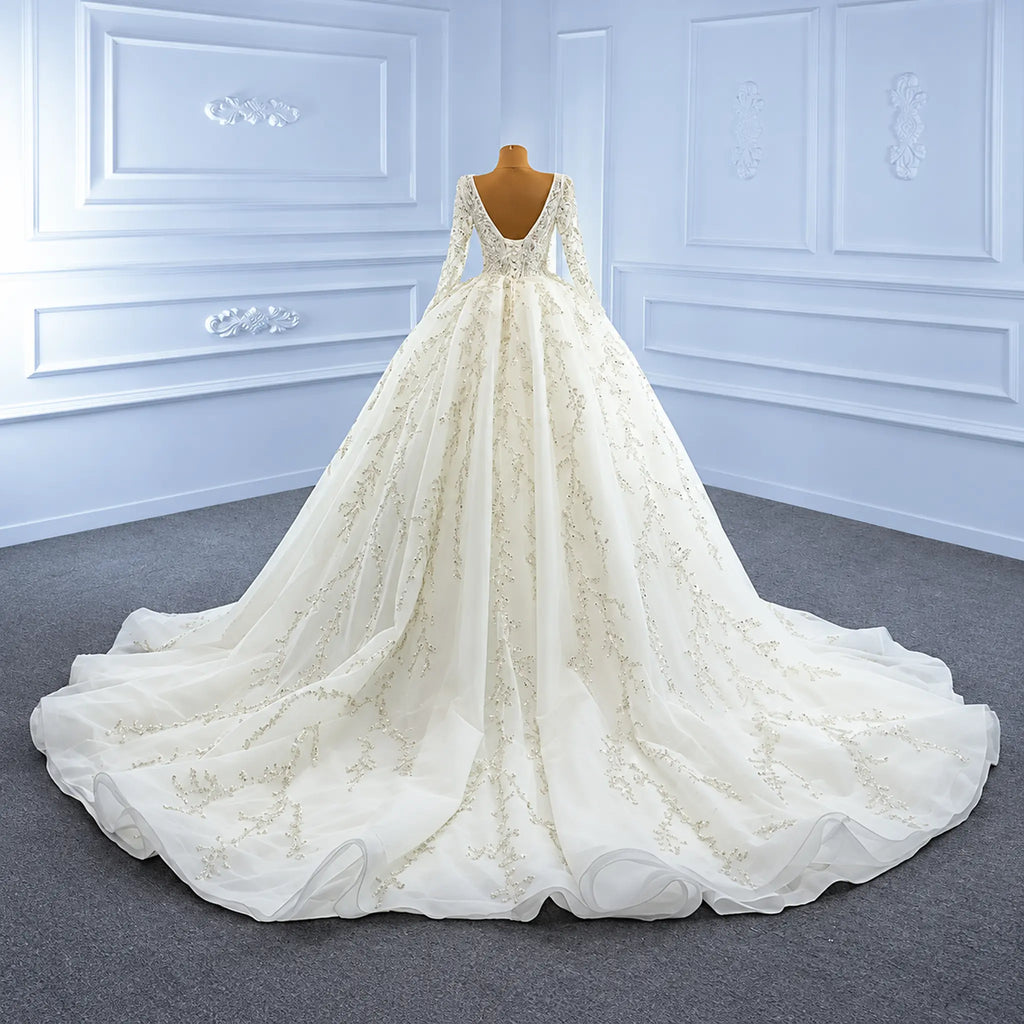 ChicSew Luxurious Beaded Illusion Ball Gown Wedding Dress With Sequin