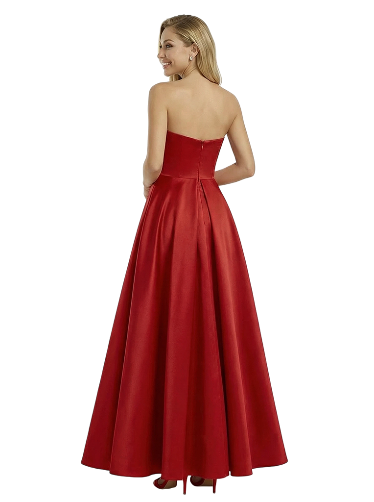 Beautiful Strapless Sweetheart Prom Gown Satin Tulle Sparkly Detail Floor Length Formal Wear