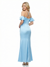Elegant Off Shoulder Mermaid Satin Prom Dresses with Pleats