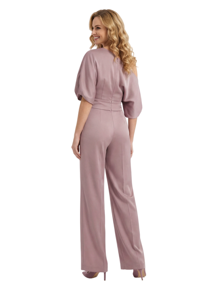 Modern Asymmetrical Short Sleeves Wedding Pantsuits For Mother Of The Bride