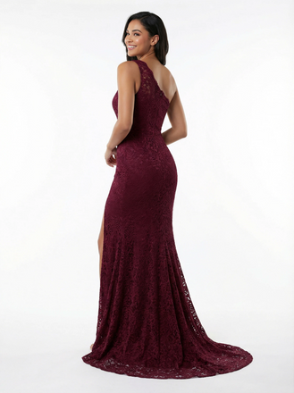 Elegant One Shoulder Mermaid Lace Applique Prom Dresses for Evening Party