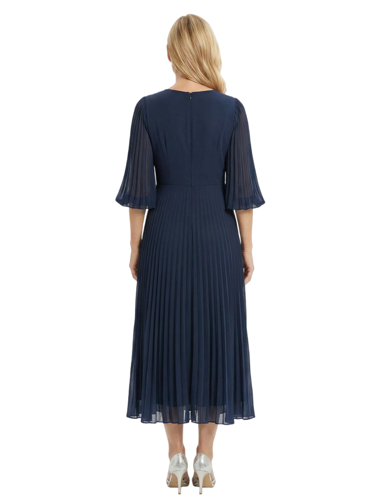 Modern A-Line Mother of the Bride Dresses V-Neck Ruched Chiffon Tea Length Formal Gowns