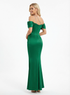 Elegant Off Shoulder Mermaid Satin Prom Dresses with Pleats Online