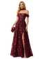 Elegant Off Shoulder Floral Burnout Chiffon A-Line Formal Evening Dresses