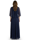 Chicsew Classy Jewel A-Line Cape Sleeves Glitter Jersey Mother Of The Groom Dress Evening Gown