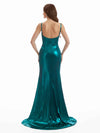 Sexy Mermaid Spaghetti Straps Metallic Stretch Shiny Fabric Side Slit Long Bridesmaid Dresses Online