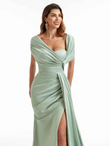 Sexy Mermaid Side Split Long Satin Modern Formal Bridesmaid Dresses Online