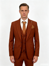 Classic 1 Piece Burnt Orange Men's Suit with Regular Fit and Sophisticated Peak Lapel