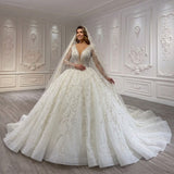 ChicSew Luxurious Beaded Illusion Ball Gown Wedding Dress With Sequin