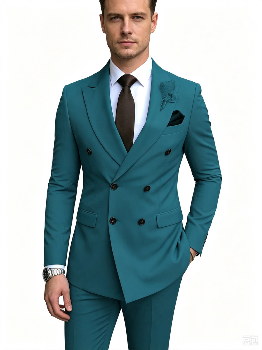 Classic 1 Piece Jade Men's Suit with Regular Fit and Sophisticated Peak Lapel