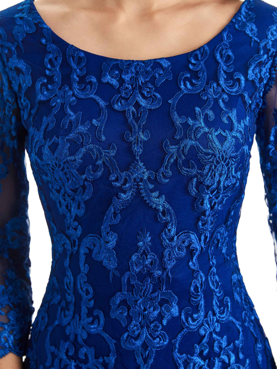 Elegant Lace Long Sleeves Knee Length Short Mother Of The Bride Dresses With Jacket