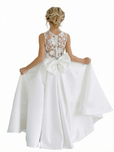 Elegant Lace Bodice Flower Girl Dress Sleeveless Ball Gown Floor Length Tulle Wedding Party