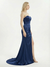 Strapless Satin Ruched SatinSweetheart Slit Mermaid Formal Dress