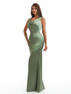Elegant Cowl Neck Mermaid Soft Satin Long Wedding Party Bridesmaid Dresses Online