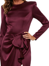 ChicSew Jewel Long Sleeve Satin Sheath Floor-Length Mother of the Bride Dress