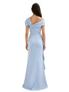 Fancy Asymmetrical Ruffles Mermaid Mother Of The Bride Satin Formal Gown
