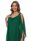 ChicSew Cowl Neck Cold Shoulder Beaded Detail Layered Ruffle Floor Length Chiffon Formal Mother Of The Bride And Groom Dresses