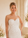 ChicSew Fancy Unique Illusion Long Sleeves Mermaid Long Wedding Dress With Beading