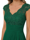 ChicSew Cap Sleeve Lace Beaded Ruched Waist High Low Chiffon Mom Of The Groom Dresses